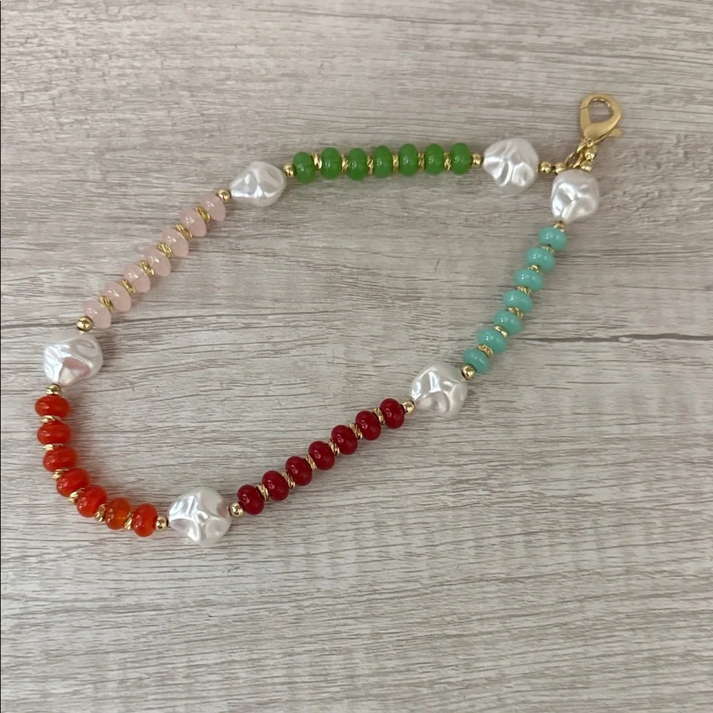 Boho Beaded Faux Pearl Accent Cell Phone Wristlet